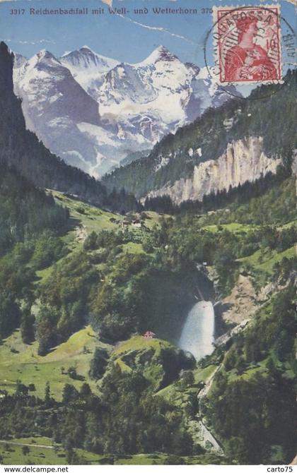 Suisse - Reichenbachfall mit Well und Wetterhorn - Postmarked Biasca - Acquarossa 1914 - Chemin de fer