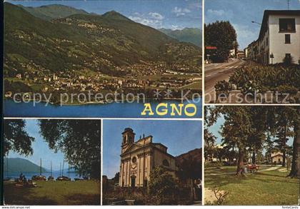 Agno Totalansicht Hafen Kirche Dorfstrasse