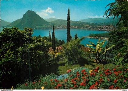 CPM Lugano Lago di Lugano Monte S Salvatore visto de Castagnola Blick von Castagnola auf den Luganer see und Monte S Sal