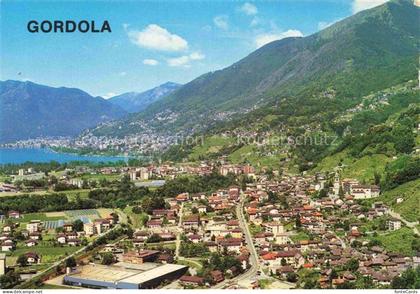Gordola Locarno TI Fliegeraufnahme mit Lago Maggiore