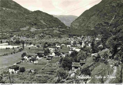 Malvaglia BLENIO TI Valle-di-Blenio Dorf Berge Tal Weinberge Haeuser Fluss Baeum