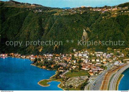 Melide Fliegeraufnahme Melide con Carona