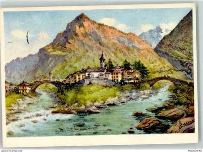 6676 Bignasco Künstlerkarte Cavergno sign. Prof Mazzoni - 39410038