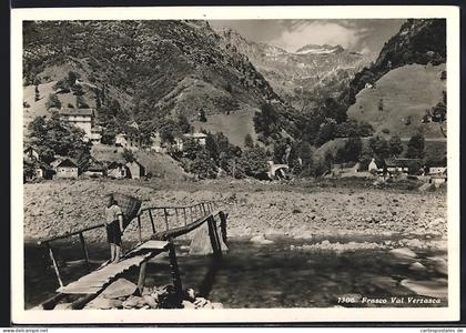 AK Frasco /Val Verzasca, Panorama mit Brücke