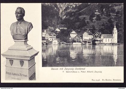 1908 gelaufene AK aus Bauen mit Zwyissig Denkmal.