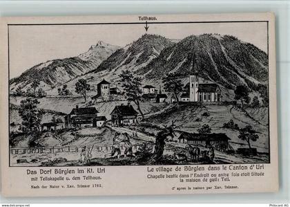 6463 Bürglen UR Künstlerkarte Tellkapelle und Tellhaus, gute Erhaltung A... - 13056769