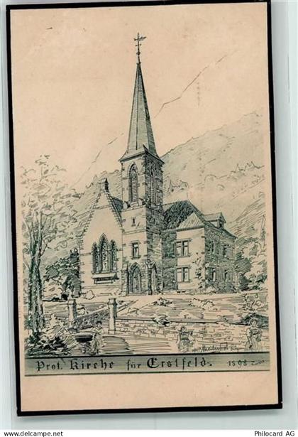 6472 Erstfeld 1899 Künstlerkarte Protestantische Kirche - 10217434