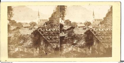 Photo stéréoscopique - vers 1880 - Canton d'Uri - Fluelen - Lac des quatre cantons