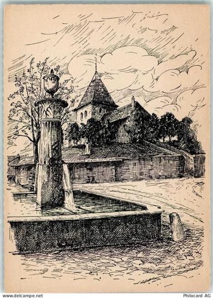 1272 Genolier Gebrauchsspuren La vieille fontaine et leglise de Genolier... - 10302109