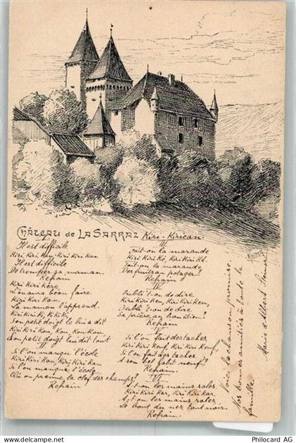 1315 La Sarraz 1901 Radierung Schloss La Sarraz - 38219563