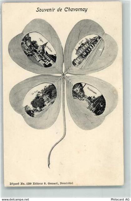 1373 Chavornay 1907 - Kleeblatt Bahnhof Rue principale Kirche - 13256004