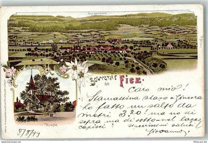 1420 Fiez 1899 Lithographie Kirche - 13616030