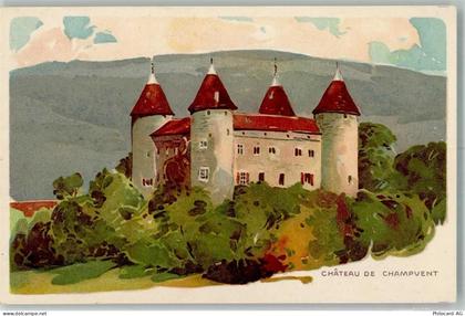 1443 Champvent Lithographie Schloss - 13990389