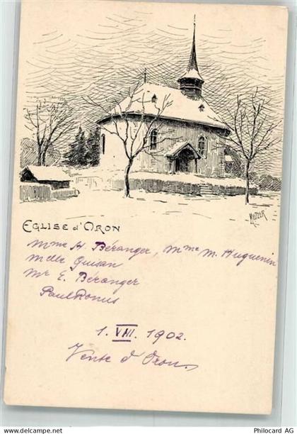 1610 Oron-la-Ville 1902 Künstlerkarte Kirche sign. Meltzer - 39698988