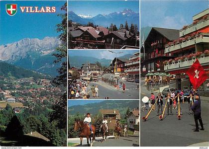 Carte Postale - Suisse - VD Vaud - Villars - Multivues - Chevaux - Joueurs de Cor - Musique - Blasons - CPM - Carte Neuv