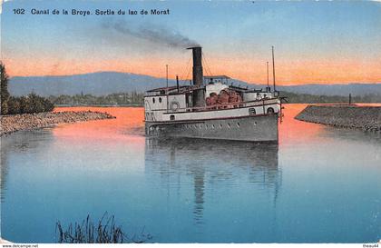 ¤¤   -  SUISSE   -  Canal de la Broye  -  Sortie du Lac de Morat  -  Bateau     -  ¤¤
