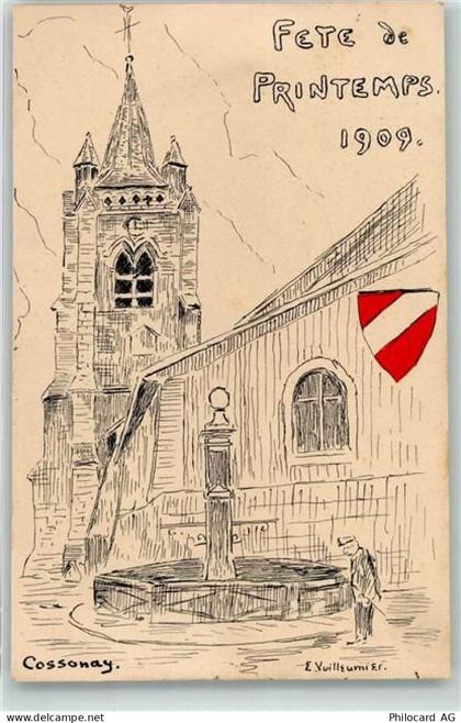 1304 Cossonay-Ville 1909 - Fete de Printemps Eglise sign. - 13935998