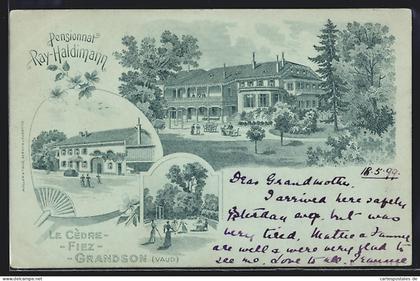 Lithographie Fiez, Pensionnat Ray-Haldimann Le Cèdre