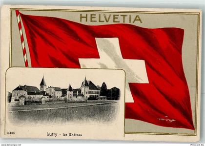 1095 Lutry 1911 Prägedruck Le Chateau Schloss Fahne Lithographie - 13481739