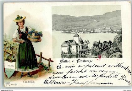 1820 Veytaux 1903 Prägedruck Vaudoise Tracht Schloss Chillon u. Montreux... - 13961009