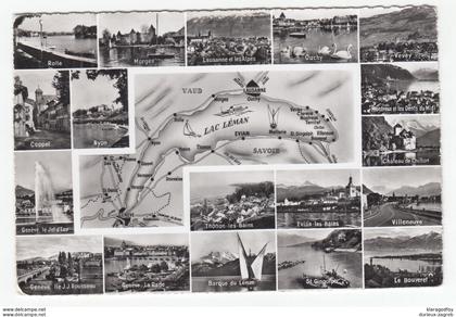Lac Léman old postcard travelled 1956 Veytaux Chillon pmk b181115