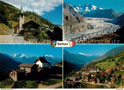 13293695 Betten VS Ortsmotiv mit Kirche Aletschgletscher Berner Alpen Bettmeralp