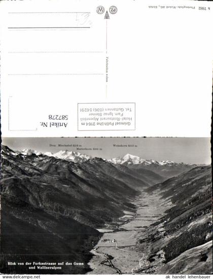 587278,Foto Ak Goms Blick v. d. Furkastrasse auf das Goms u. Walliseralpen Switzerland