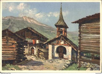 Anniviers Val d Anniviers Grimentz VS Chapelle Saint Jean Kuenstlerkarte