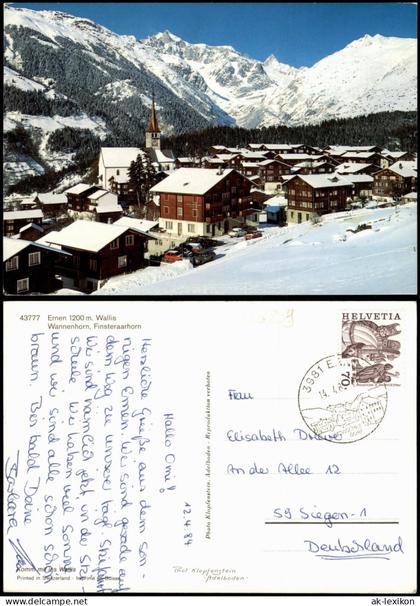 Ansichtskarte Ernen Ernen Wallis Wannenhorn, Finsteraarhorn 1984