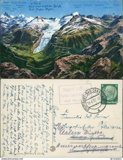 Ansichtskarte Oberwald-Obergoms Furka Grimsel Umland-Ansicht 1937