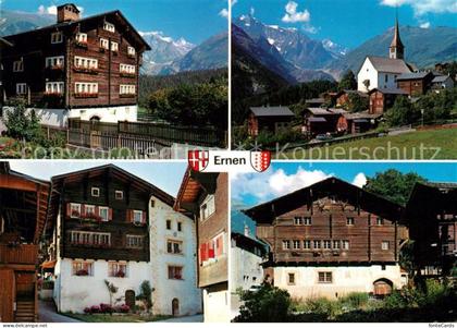 Ernen Alte Haeuser Ortsmotiv mit Kirche Alpenblick