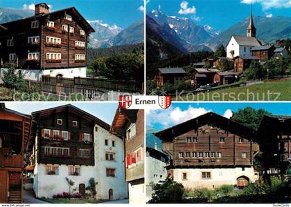 Ernen Ortsmotive mit alten Haeusern Kirche Walliser Alpen