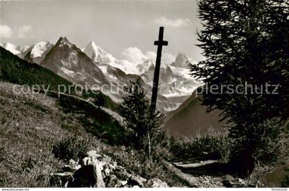 St Luc VS Croix sur le chemin de St Luc a Chandolin Le Blanc Besso Gabelhorn Cer