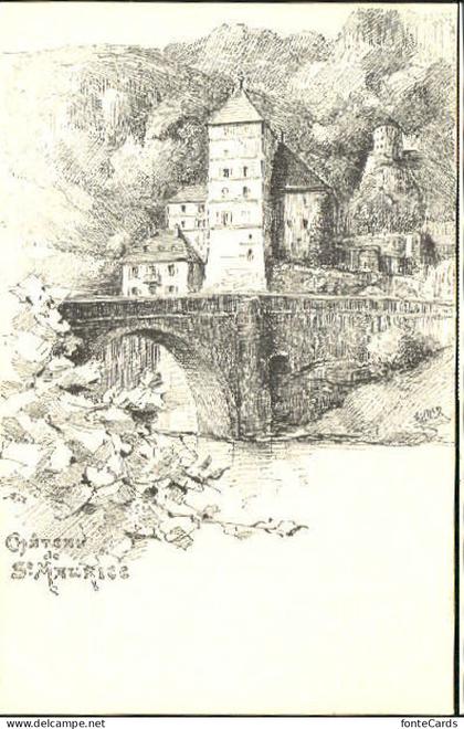 St Maurice Valais St Maurice Chateau ungelaufen ca. 1900
