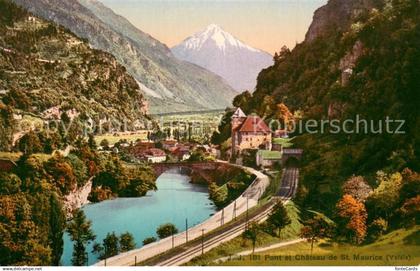St Maurice  Valais VS Pont et Chateau de St Maurice