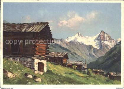 11635500 Ayer Sierre Berghuetten Rothorn und Besso Walliser Alpen Kuenstlerkarte