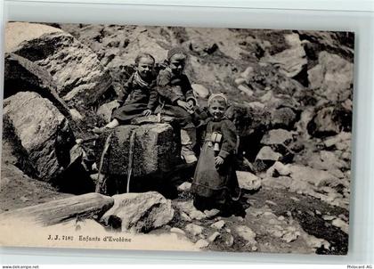 1983 Evolène - Bauernkinder,Verlag J.J. 7182, gute Erhaltung AK - 13070203
