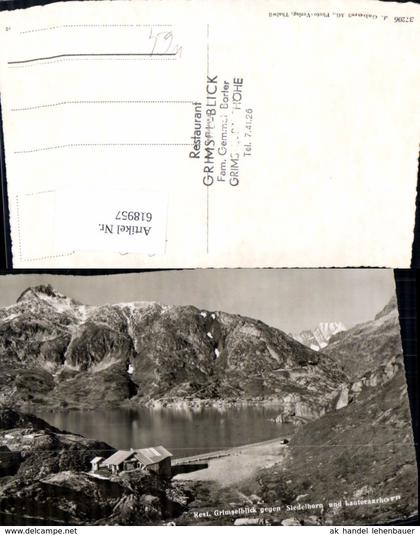 618957,Foto Ak Obergoms Restaurant Grimselblick geg. Siedelhorn u. Lauteraarhorn
