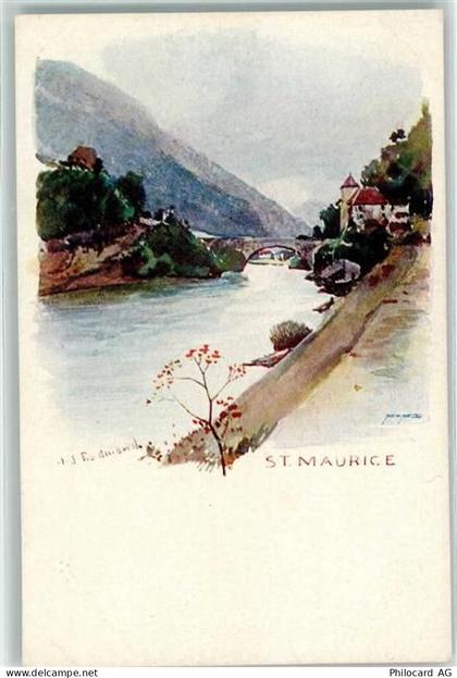 1890 St-Maurice Künstlerkarte sign. - 10593320