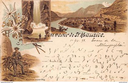 Suisse - ST. MAURICE (VS) Litho - Grotte aux Fées - Guide - Vue générale - Ed. Maurice Luisier négociant