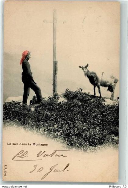 1873 Val-dIlliez - Bäuerin mit Ziege Wegkreuz - 10601672