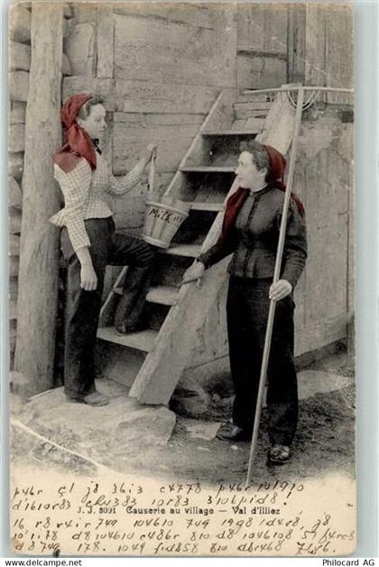 1873 Val-dIlliez Gebrauchsspuren Causerie au village - 10598102