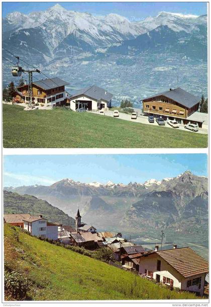 VEYSONNAZ Valais : lot de 2 cp : haut de Cry & aux Diablerets +village ( téléphérique renault 4L R4)