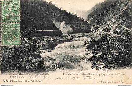 [-5%] SUISSE - Chemin de fer Viège - Zermatt et Rapides de la Viège - Edition Burgy - Carte postale ancienne