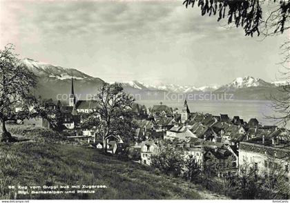 ZUG  Zugersee ZG Blick vom Guggi mit Zugersee Rigi Berneralpen und Pilatus
