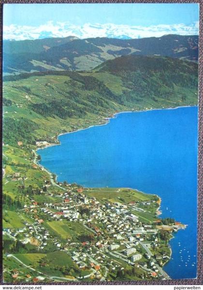 Oberägeri (ZG) - Fliegeraufnahme mit Aegerisee und Alpen