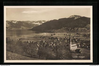 AK Unterägeri, Gesamtansicht mit Bergblick