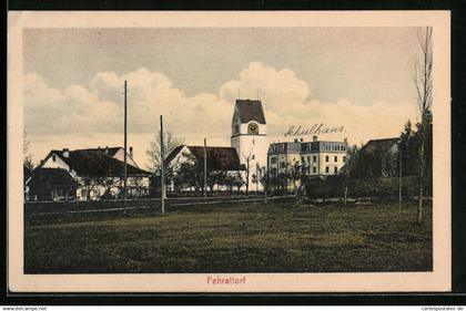 AK Fehraltorf, Ortspartie mit Kirche und Schulhaus