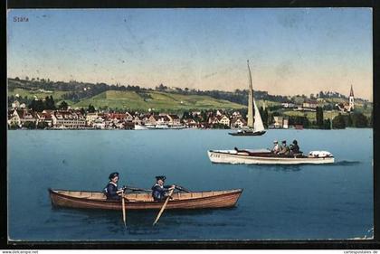AK Stäfa, Totalansicht mit Ruderbooten auf dem See