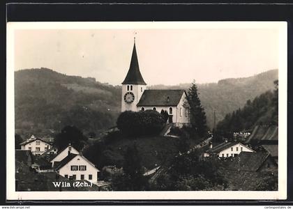 AK Wila, Teilansicht mit Kirche und Fernblick